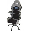 Chaise de Bureau Gris/Noir Logo oval Ford