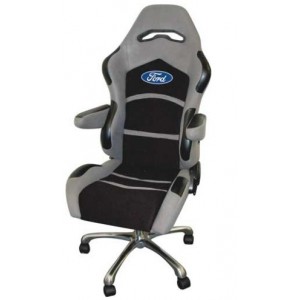 Gray & Black Office racing chair Ford blue oval